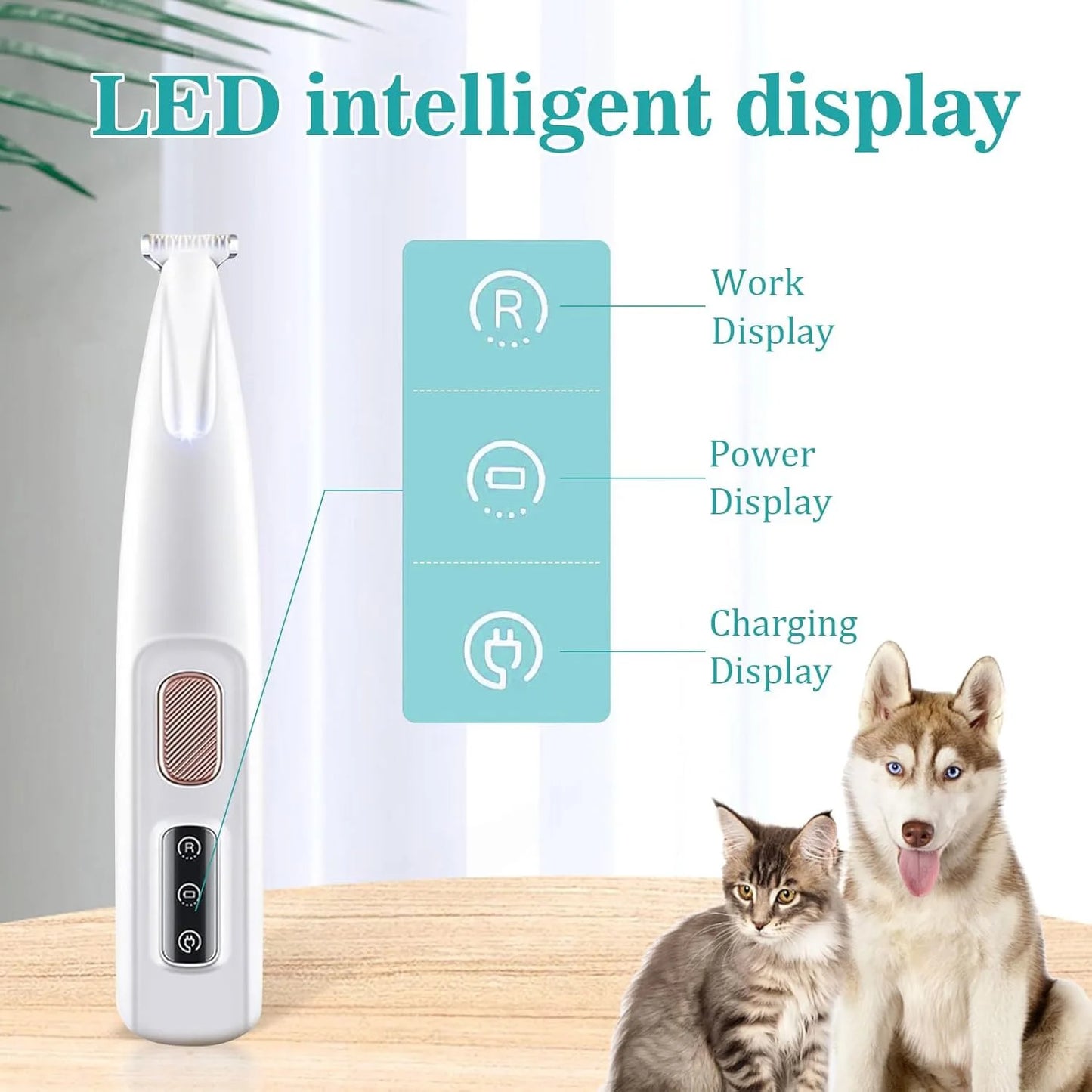 Rechargeable Cat And Dog Paw Grooming Clippers With LED Light