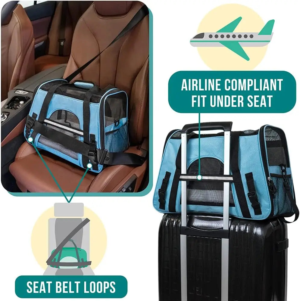 Airline Approved Soft Sided Pet Carrier For Cats And Small Dogs With Sherpa Bed