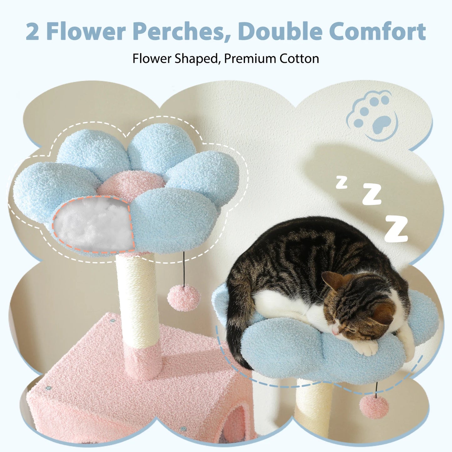 PETEPELA Cat Tree Tower With Sisal Posts And Hammock