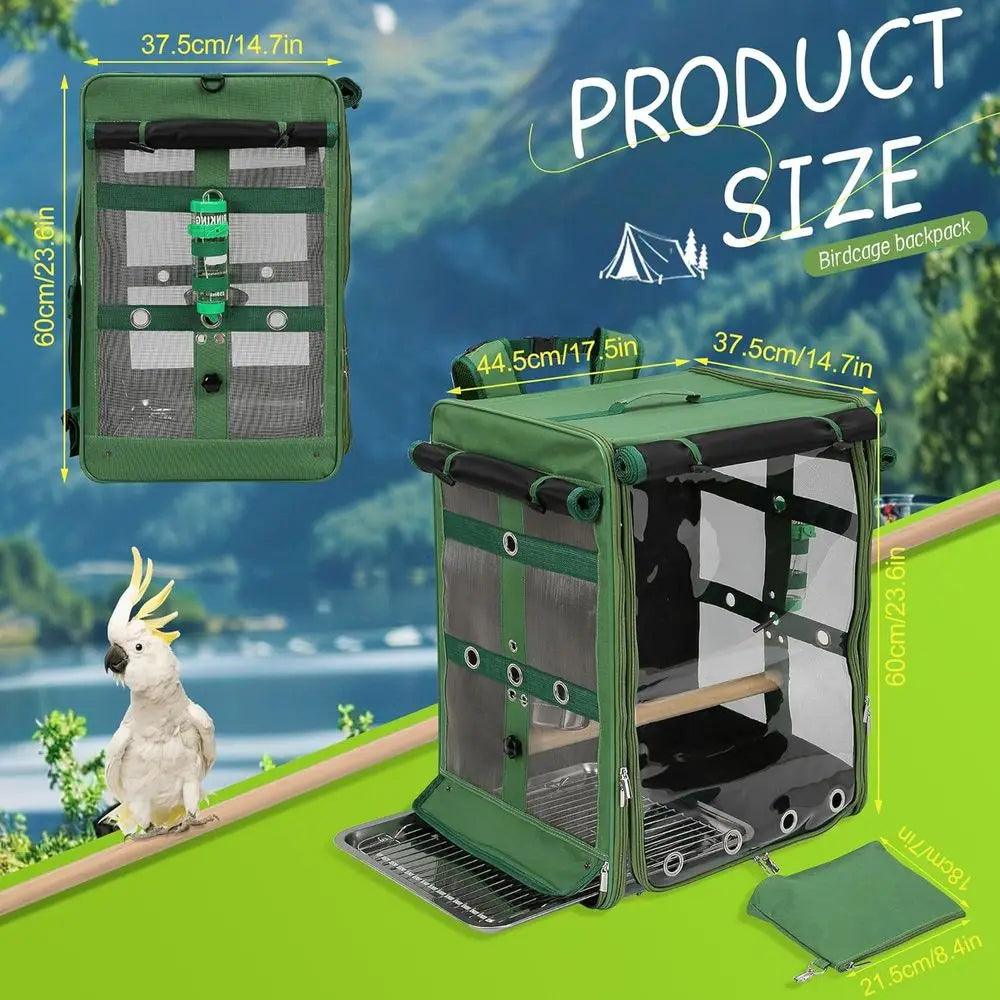 Bird Carrier Travel Cage For Parrots And Cockatoos Backpack Style