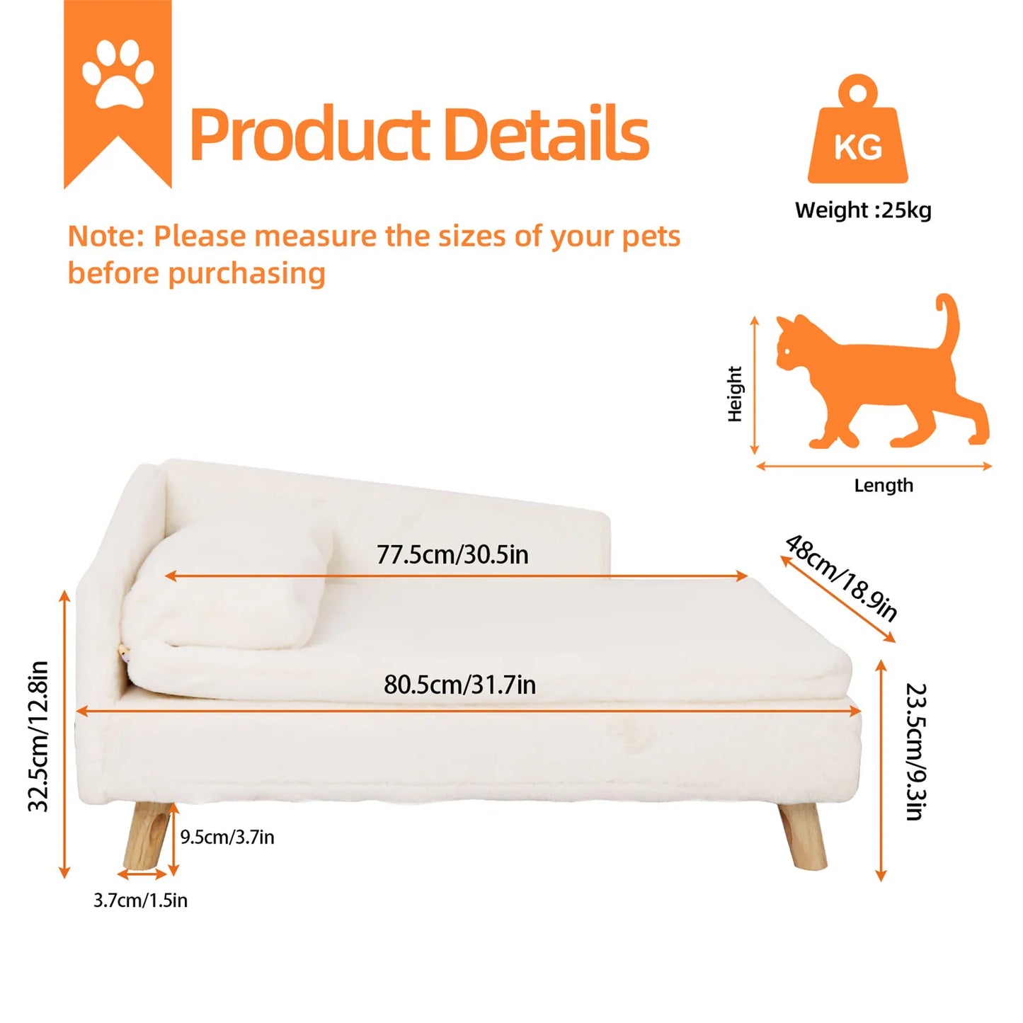 BINGOPAW Waterproof Pet Sofa Bed Lounger Raised Chair Plush Cover