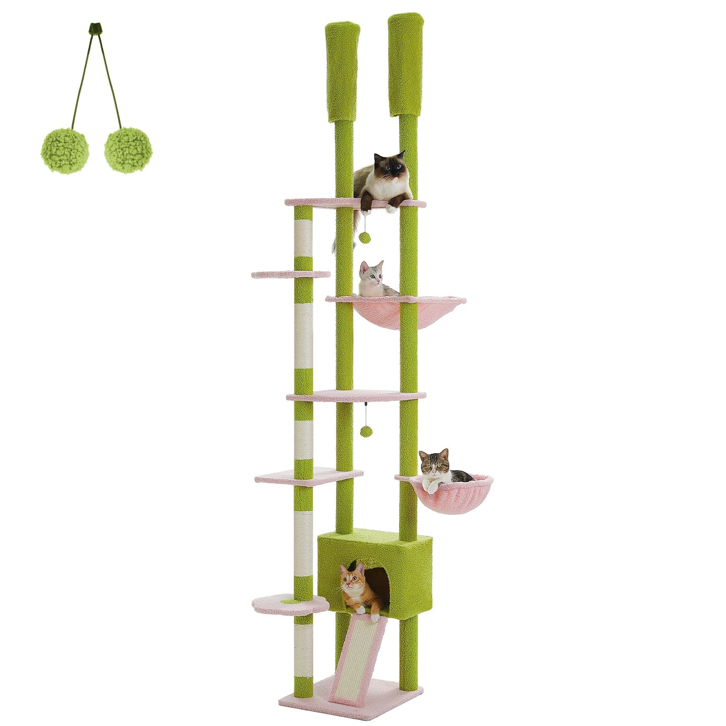 PETEPELA Cactus Cat Tree Floor to Ceiling Tower with Condo