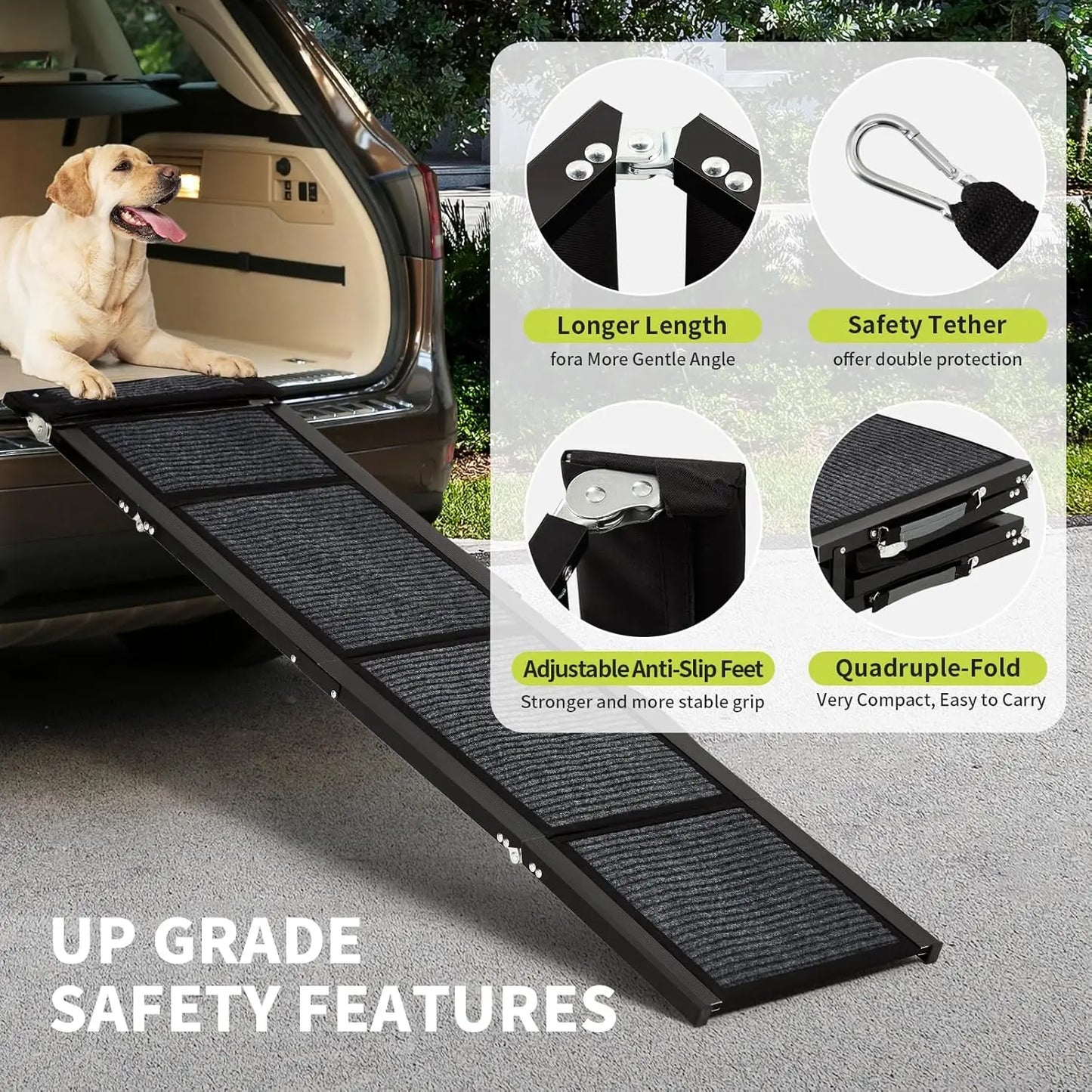 TWISTER.CK Dog Ramp for SUVs Quad-Fold Non-Slip Portable Ramp