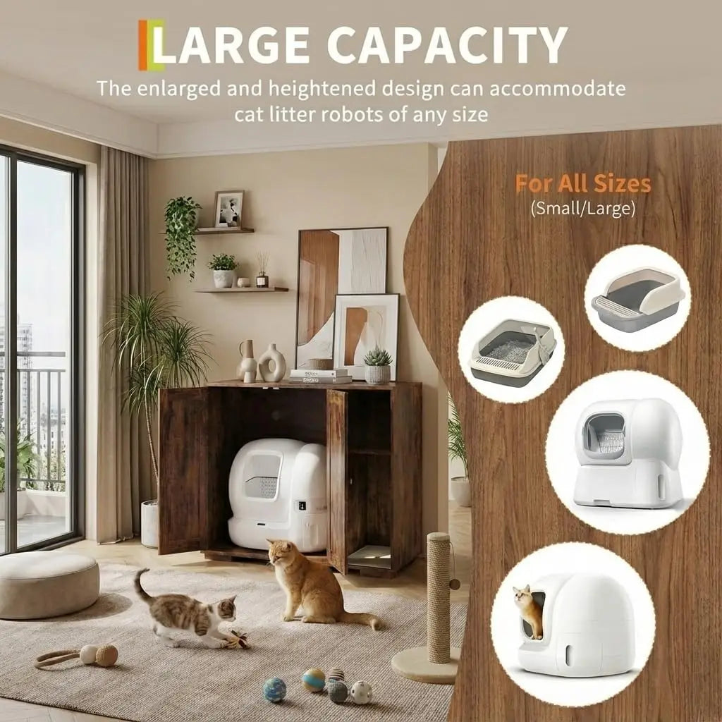 HiMISS Litter Box Enclosure Cabinet With Built In Power Outlet
