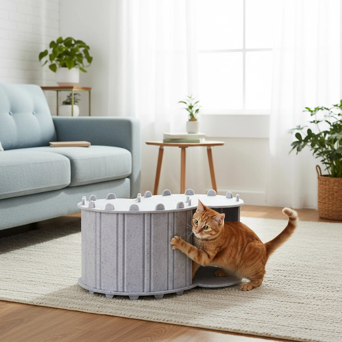 Cat Tunnel Bed Felt Peekaboo Cat Cave Semi-enclosed Foldable Pet House for Cats & Kittens