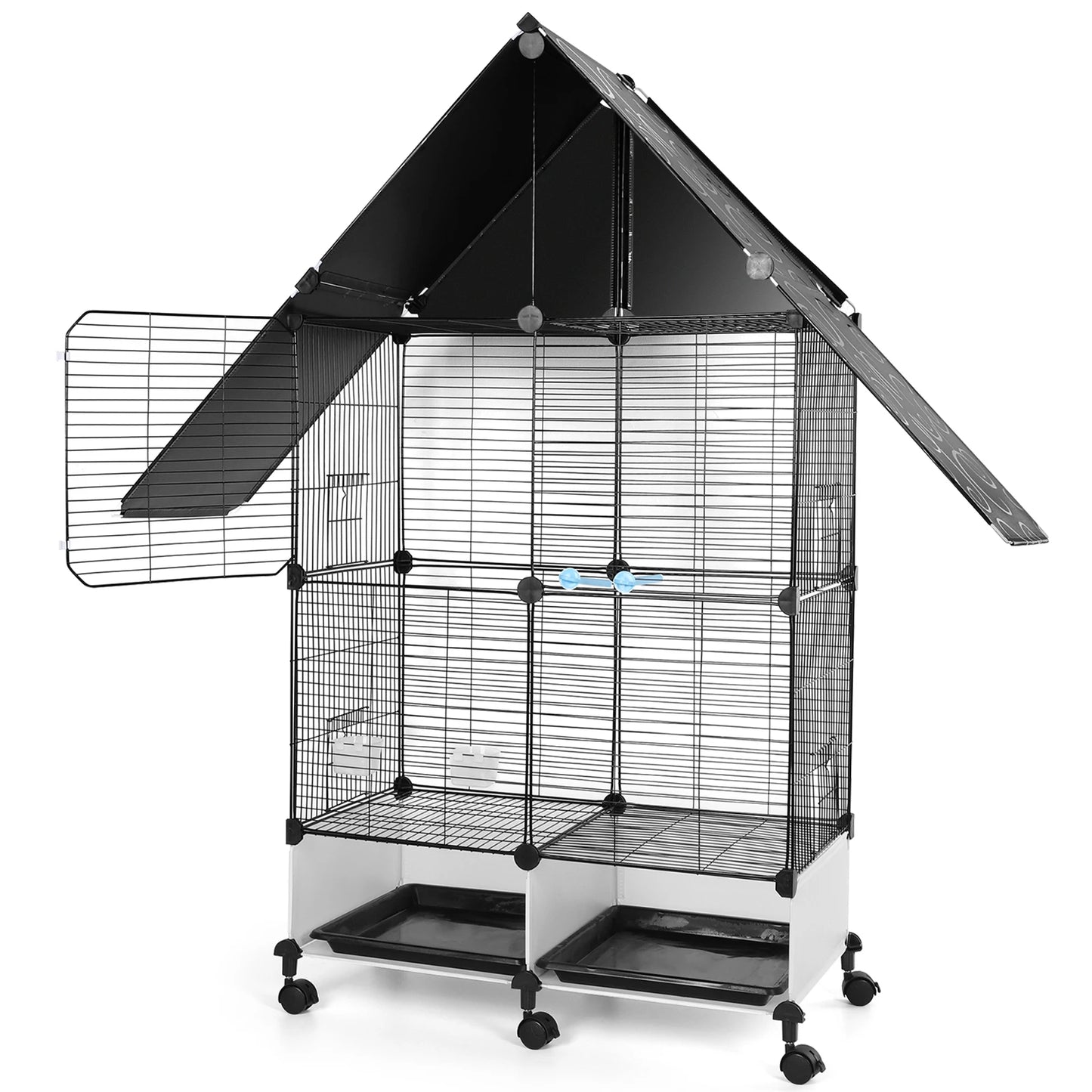 Shunmaii Large Bird Cage With Lock Rolling Stand Bird Villa
