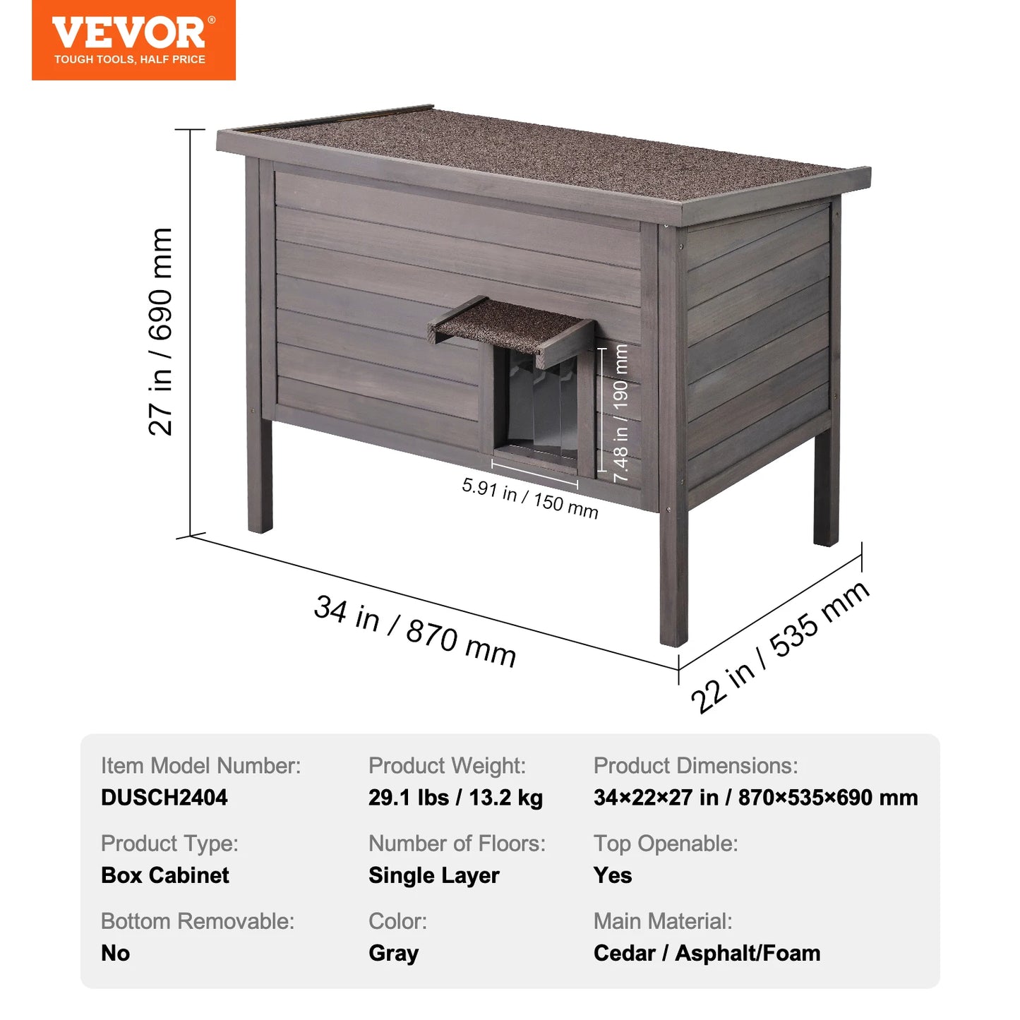SucceBuy Outdoor Cat House Weatherproof Wooden Shelter With Insulation