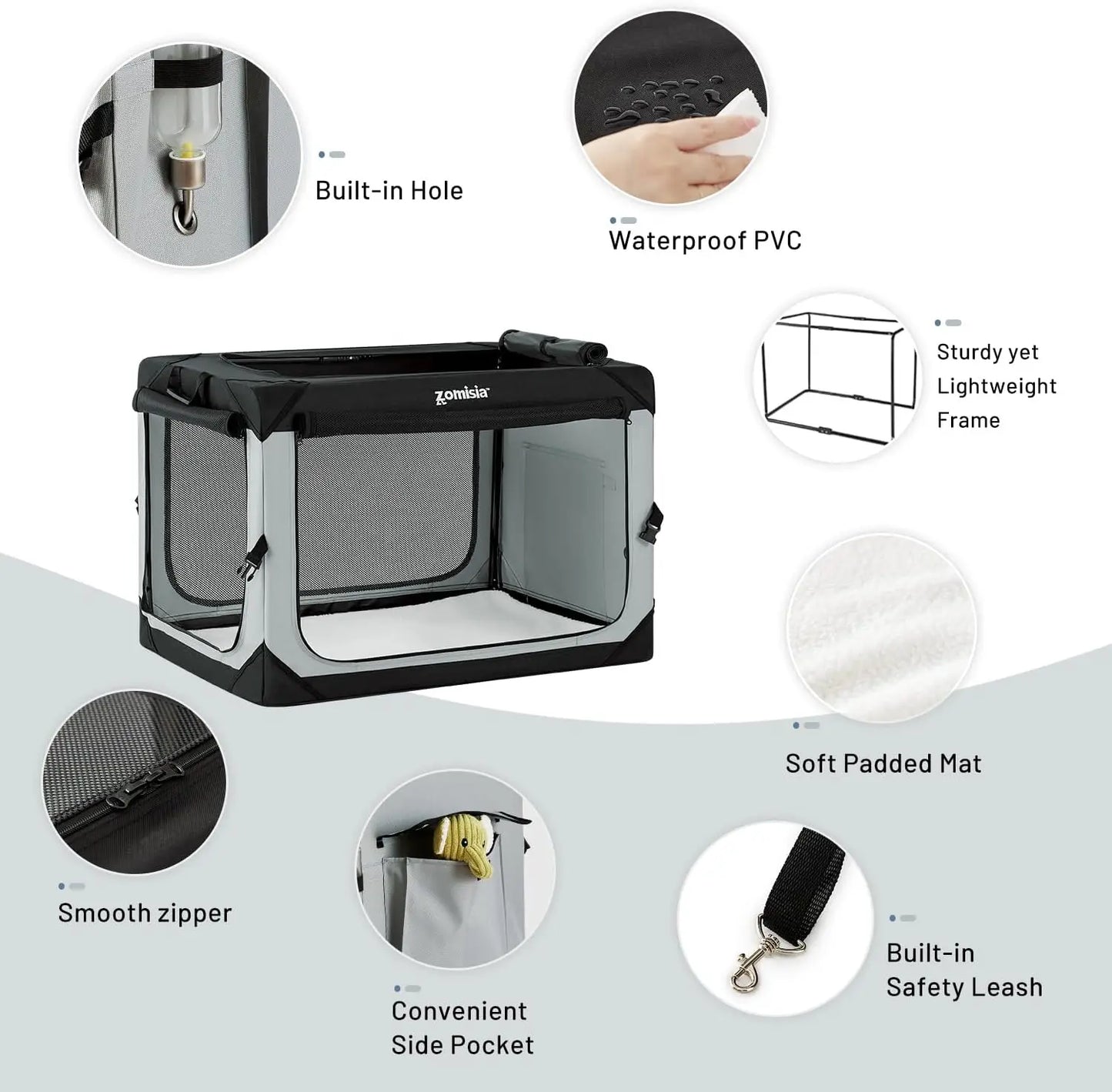 36 Inch Collapsible Dog Crate for Large Dogs, Portable Soft Sided Travel Kennel with Breathable Mesh Windows for Indoor Outdoor