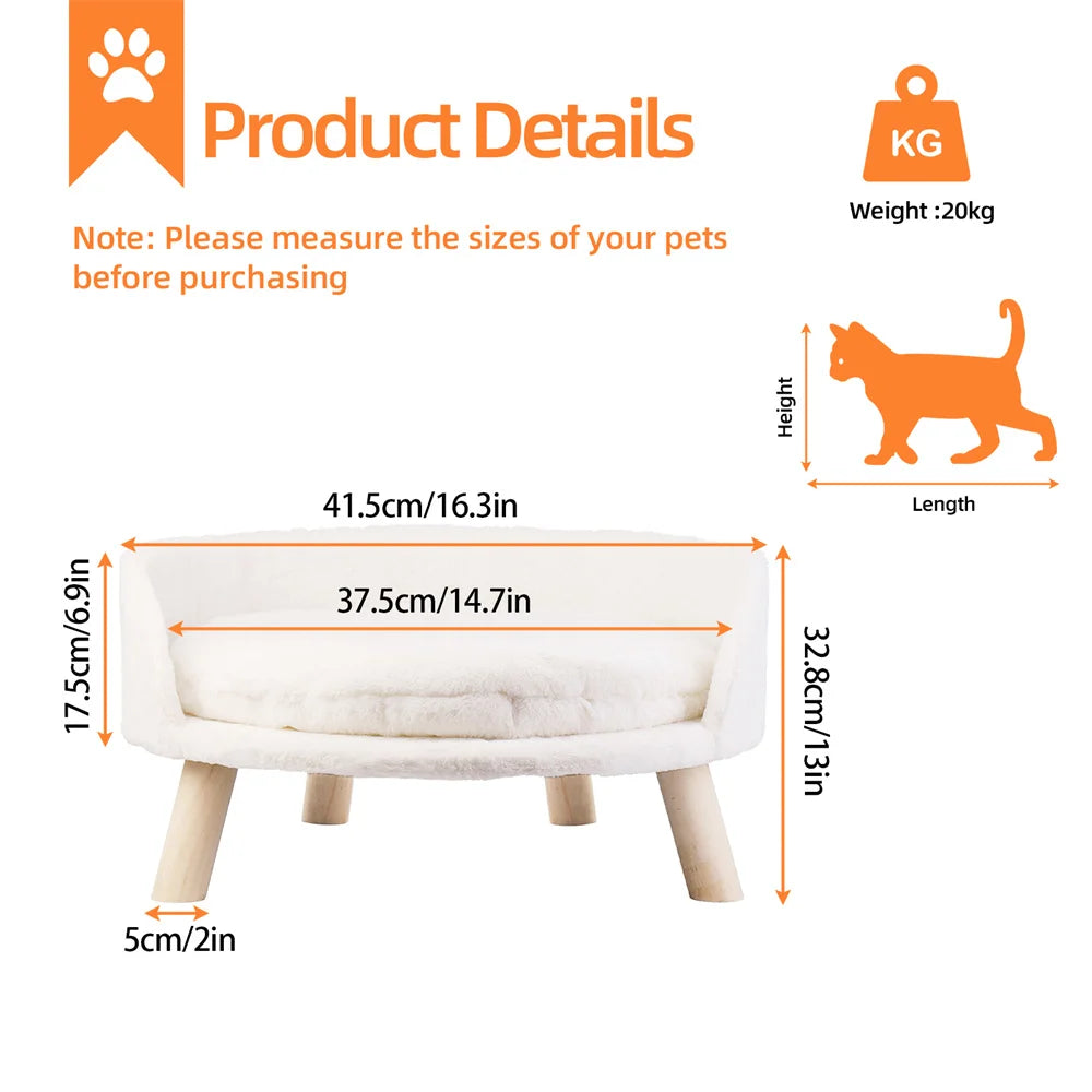 Borwart Elevated Dog Cat Sofa Bed With Removable Cotton Cushion