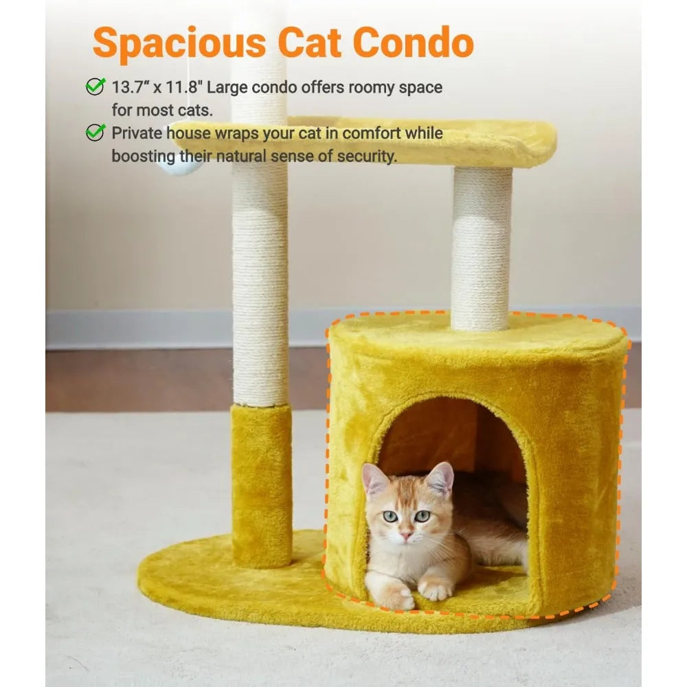 Nbvcx 33 Inch Multi Level Cat Tree With Cozy Padded Bed And Scratching Posts
