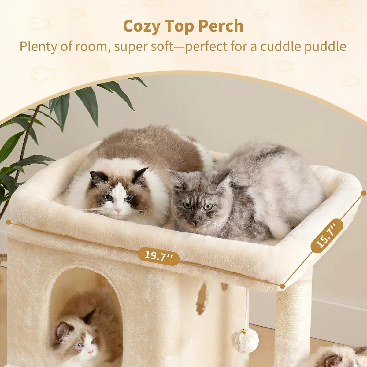 Nbvcx 25.6 Inch Dual Condo Cat Tower With Sisal Posts And Basket