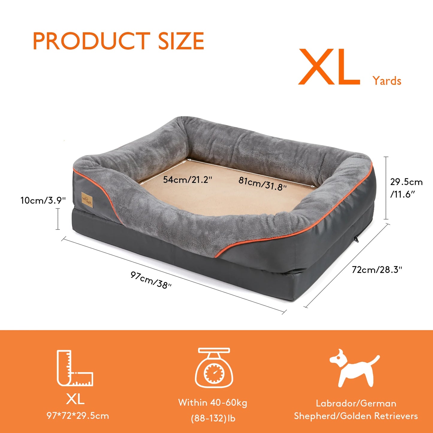 BINGOPAW Waterproof Anti Allergy Large Dog Bed With Removable Cover