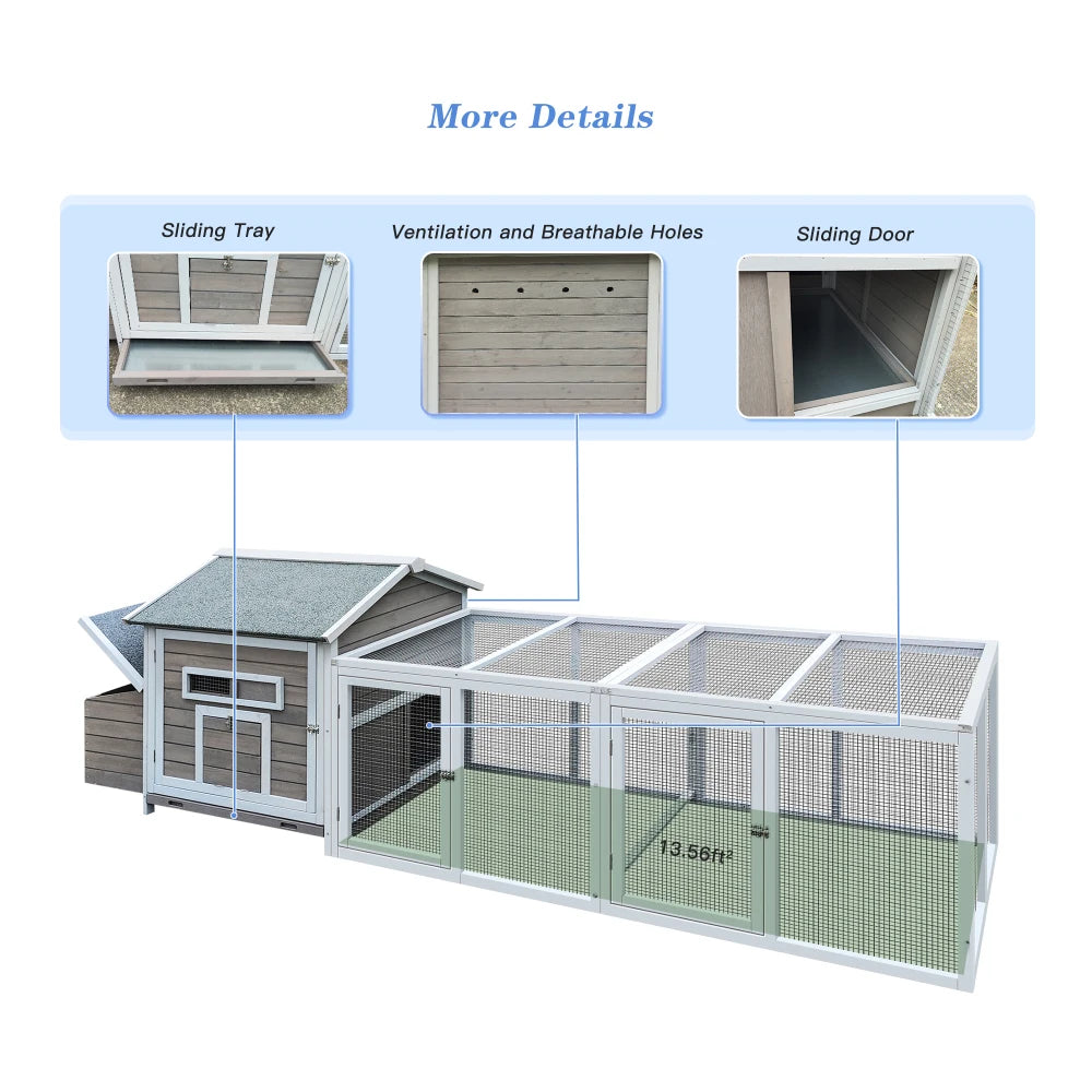 Wooden Chicken Coop Outdoor Hen House with Nesting Box