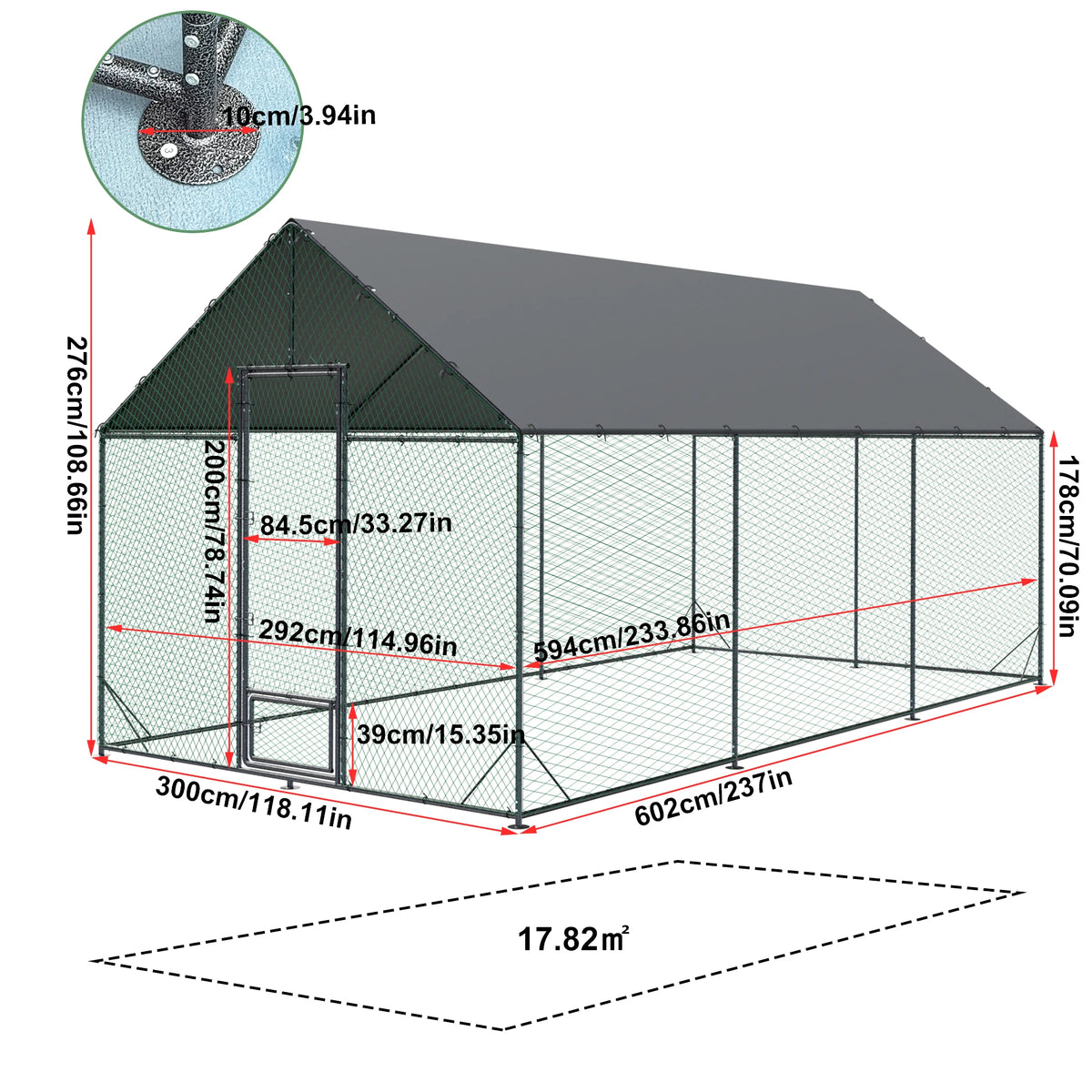 BINGOPAW Outdoor Metal Chicken Coop Poultry Run House
