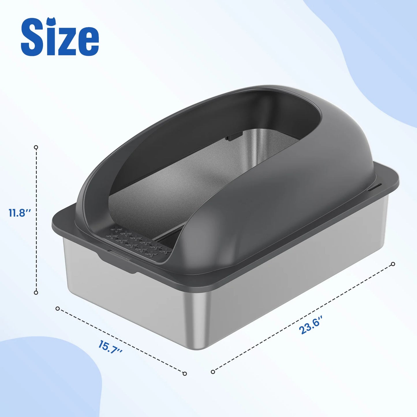 Stainless Steel Cat Litter Box With Lid And Mat