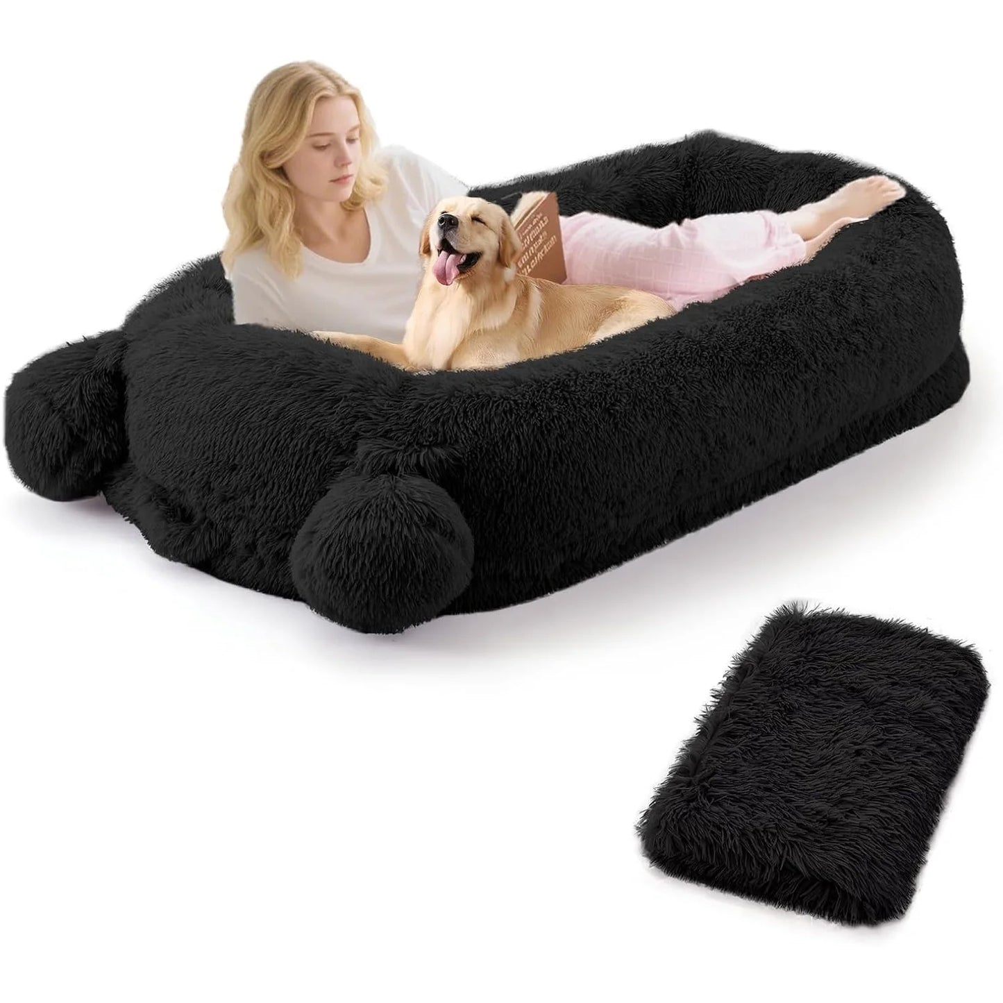 HiMISS Dog Bed With Removable Cover Blanket And Storage Pockets