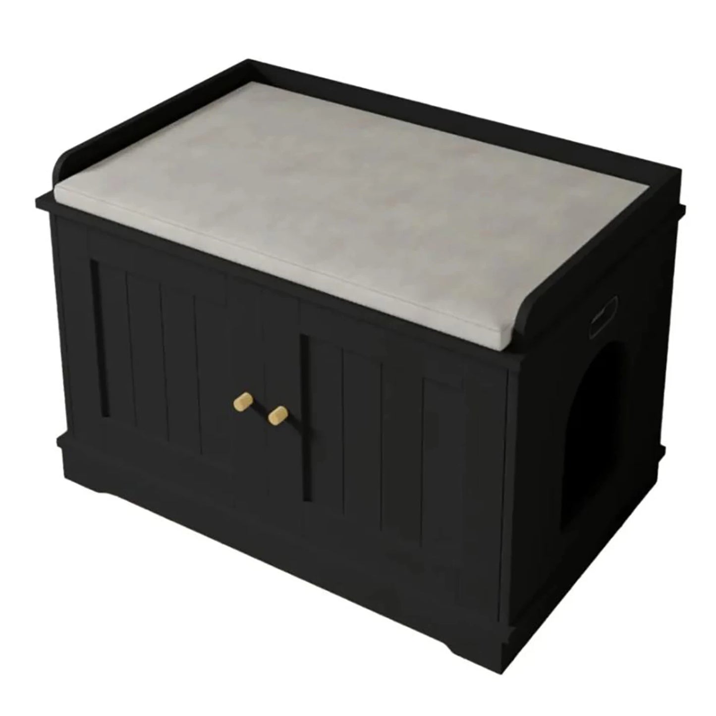 HiMISS Wooden Cat Litter Box Enclosure With Barn Door Ventilated