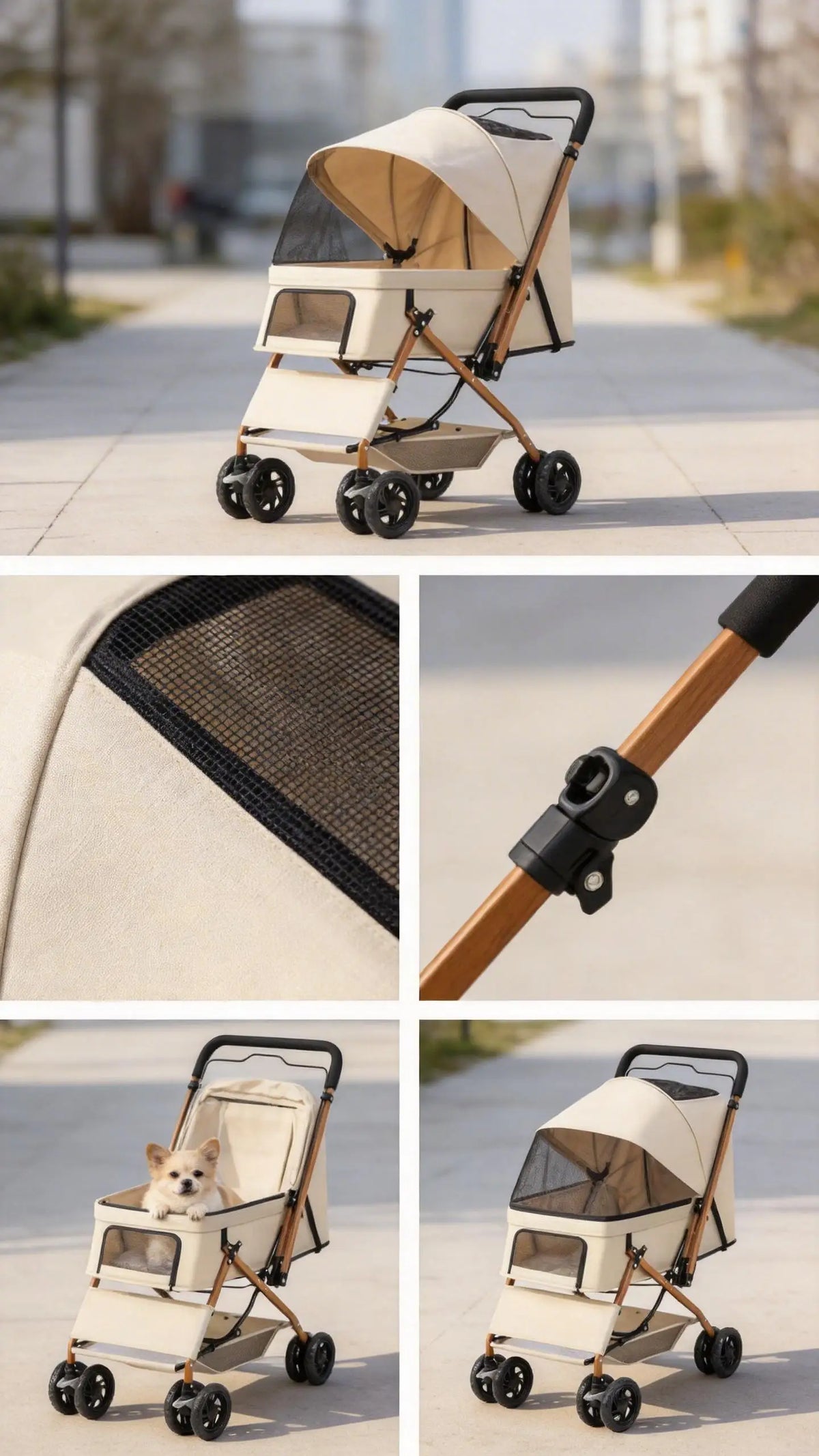 Premium Four Wheel Pet Stroller Dogs Cats Portable Travel Carrier