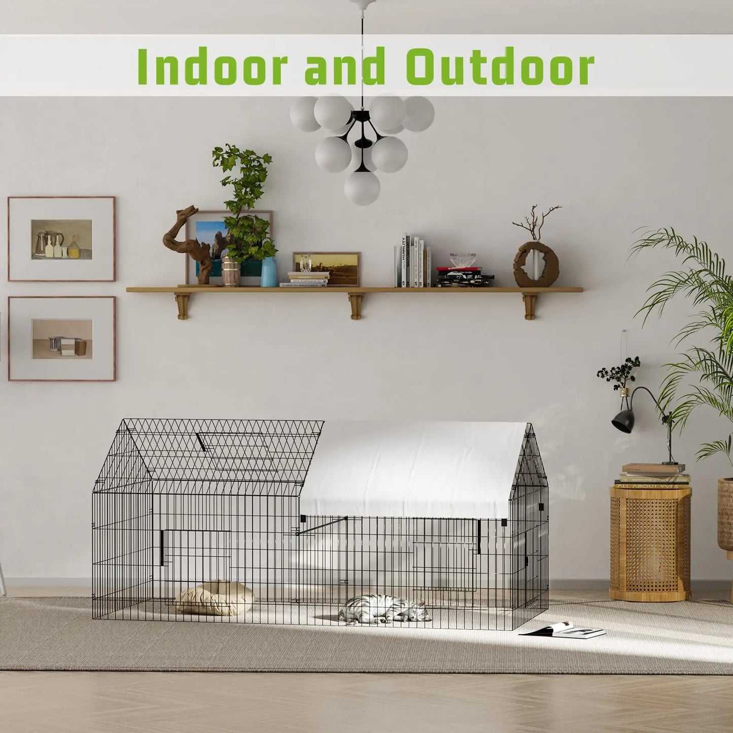 HiMISS Heavy Duty Chicken Run Coop With Waterproof UV Cover