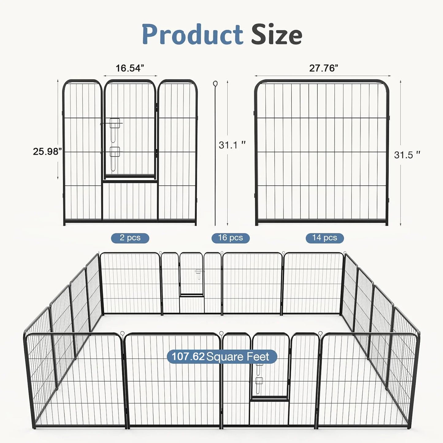 JHK Foldable Dog Playpen For Outdoor Use