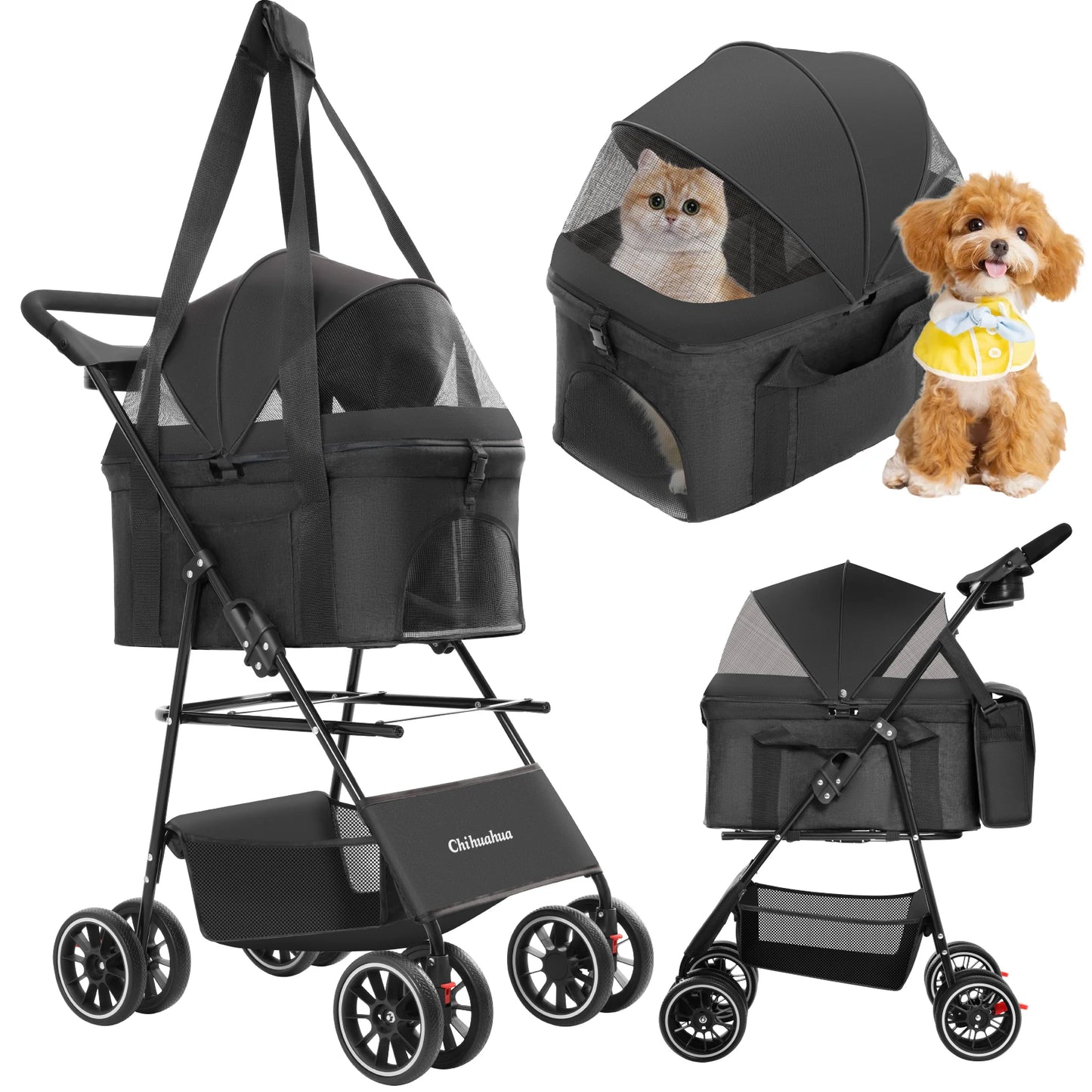 CHIHUAHUA 3 In 1 Pet StrollerPro For Dogs And Cats