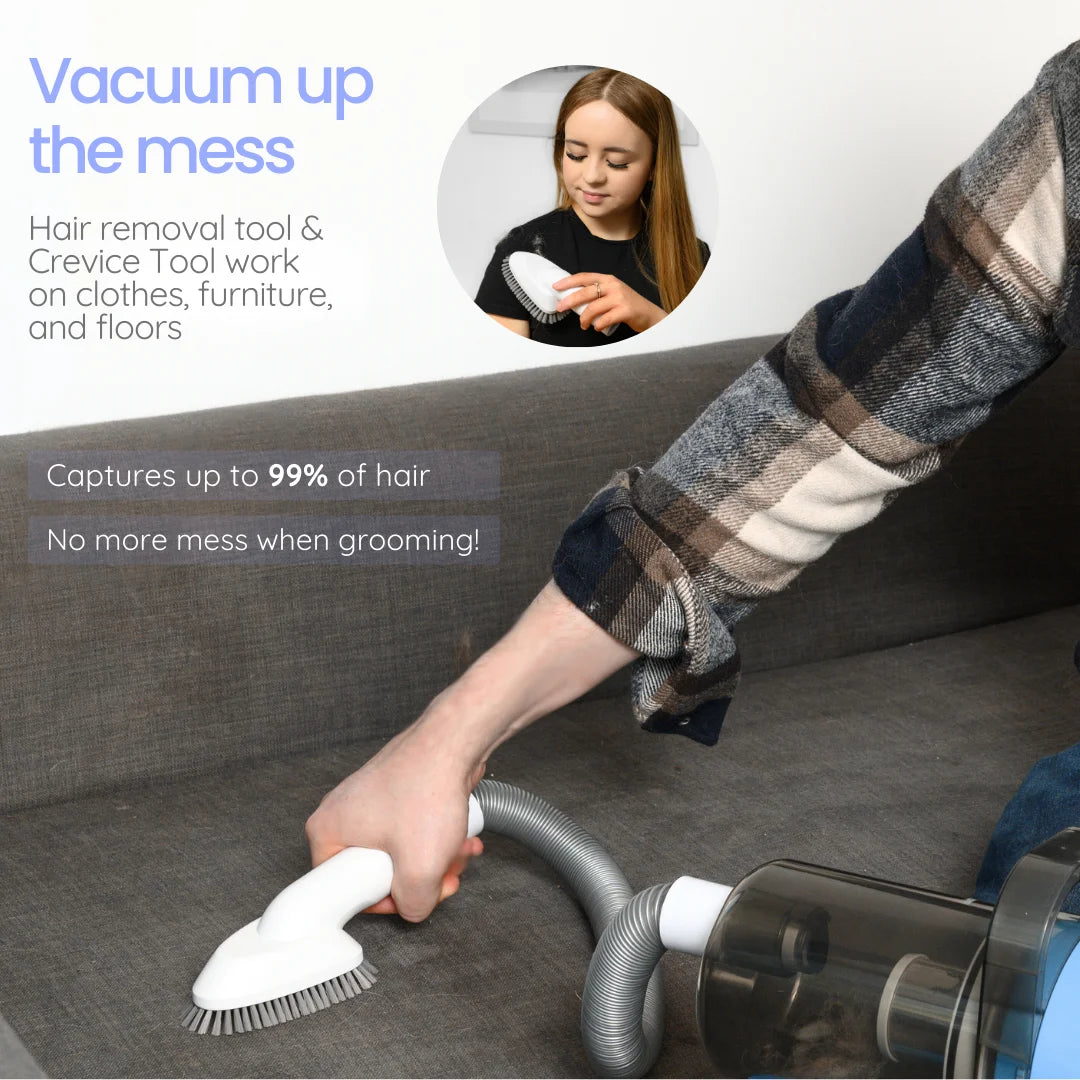 Grooming Kit for Dogs & Cats, with Vacuum, Removes up to 99% of Fur, Brushes, Clippers, for Shedding, Low noise, Adjustable Spee
