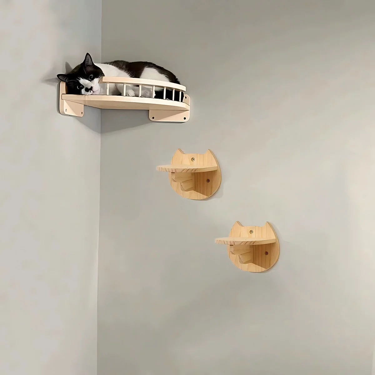 CWV Wall Mounted Cat Hammock Tree With Steps And Shelf