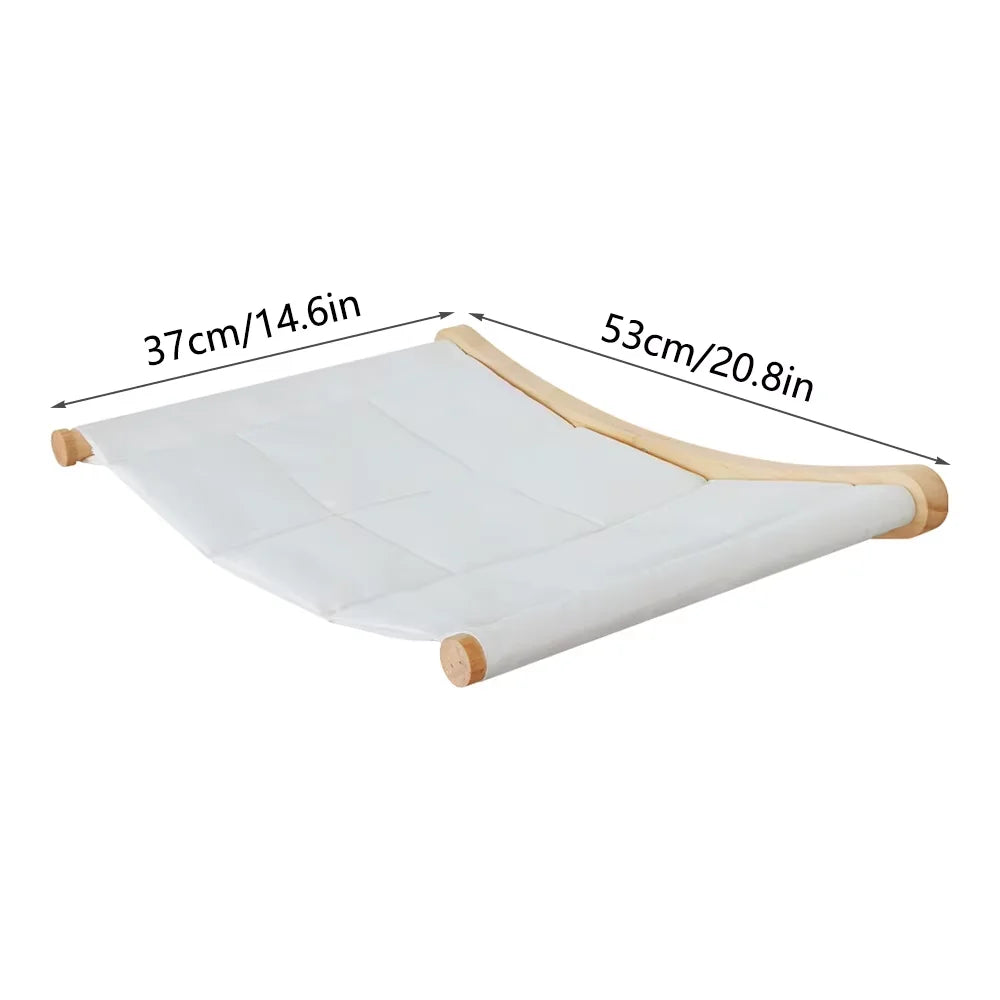 CWV Wall Mounted Cat Hammock With Wooden Climbing Shelf