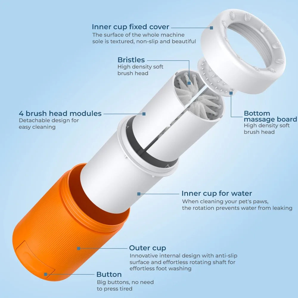 Pet Paw Washing Cup Portable Cleaner With Soft Silicone Brush