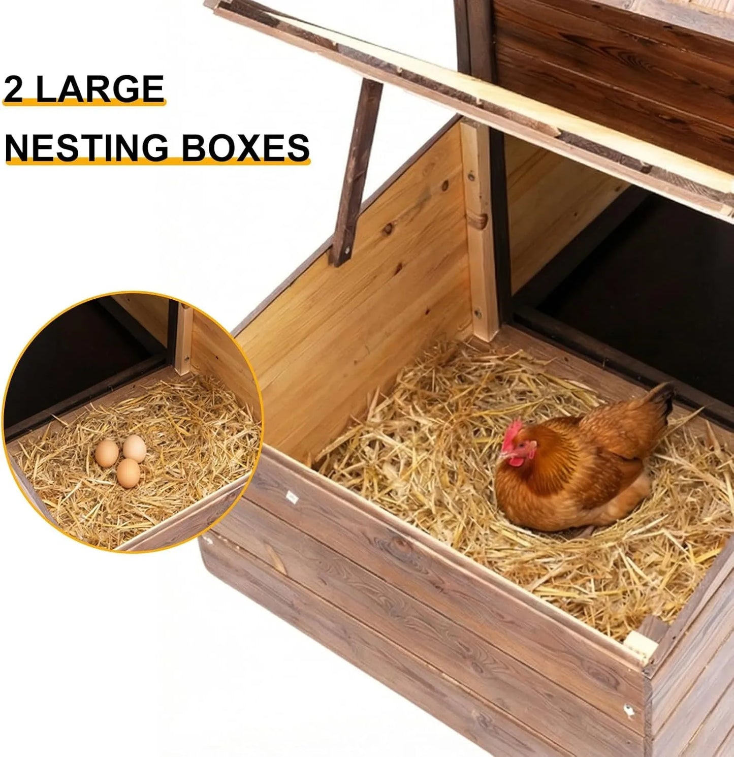 Outdoor Wooden Chicken Coop With 2 Nesting Boxes Hen House