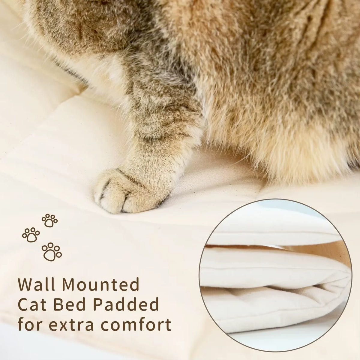CWV Wall Mounted Cat Hammock With Wooden Climbing Shelf