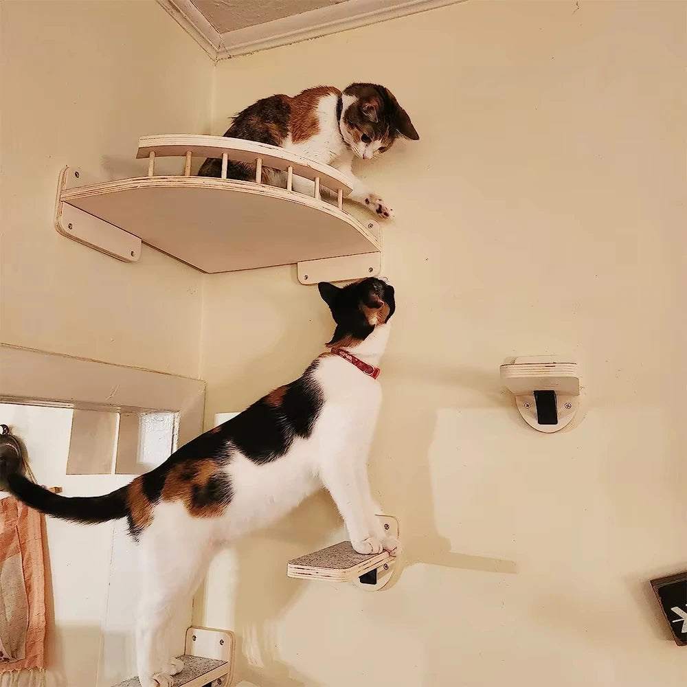 CWV Wall Mounted Cat Hammock Tree With Steps And Shelf