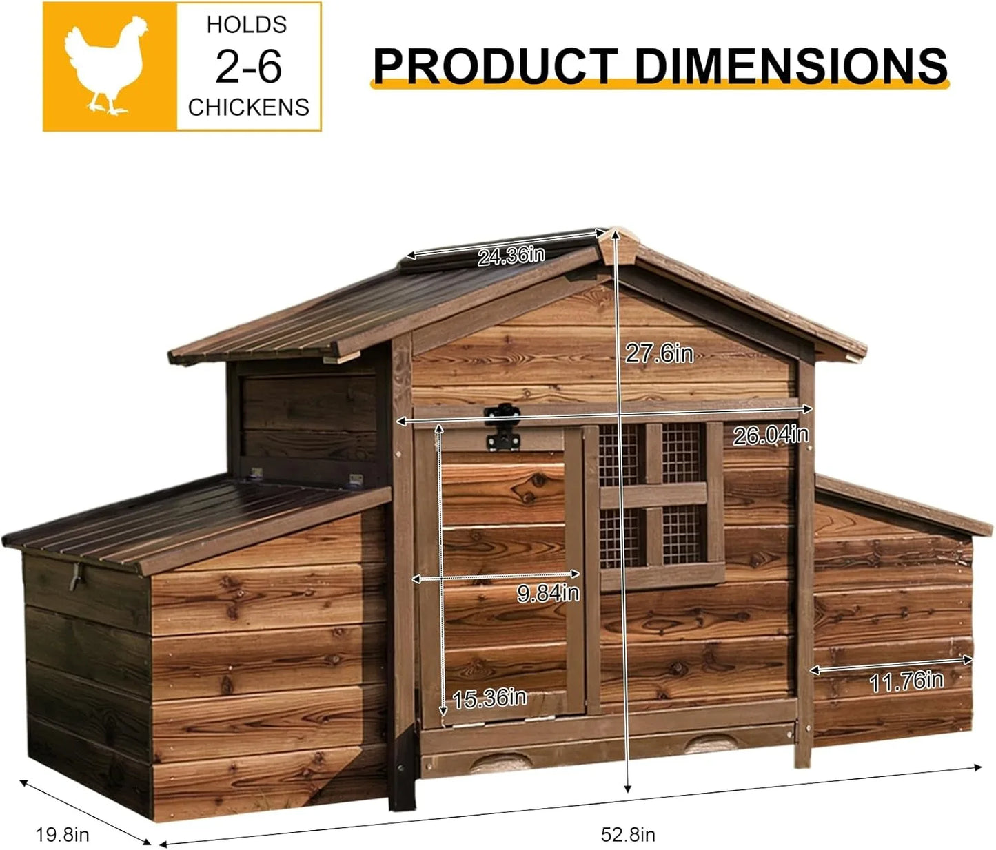 Outdoor Wooden Chicken Coop With 2 Nesting Boxes Hen House