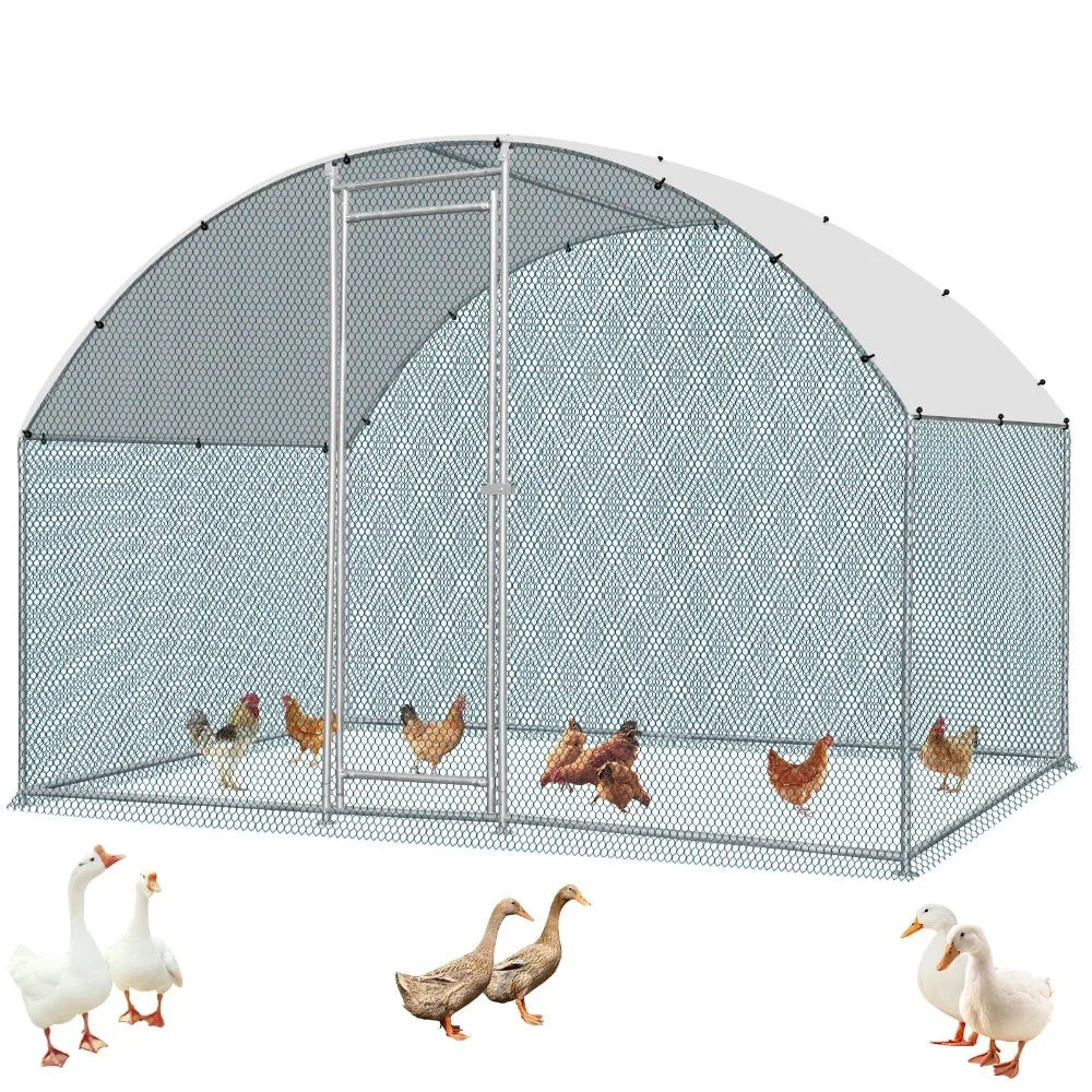 Metal Walk-In Chicken Coop Run Cage and Rabbit Hutch