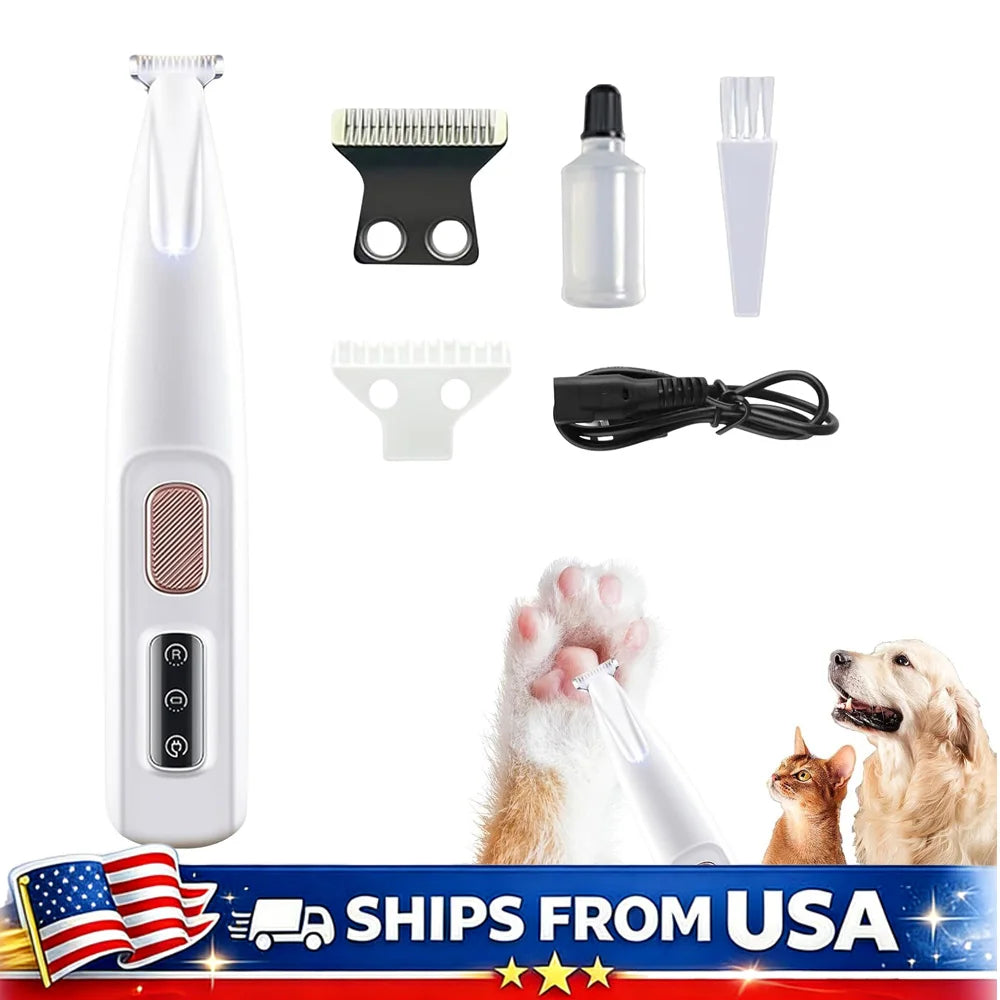 Rechargeable Cat And Dog Paw Grooming Clippers With LED Light