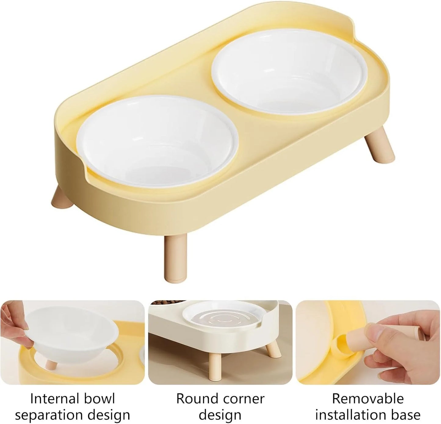 Elevated Pet Bowl Set With Double Food And Water Bowls