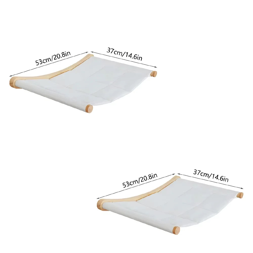 CWV Wall Mounted Cat Hammock With Wooden Climbing Shelf
