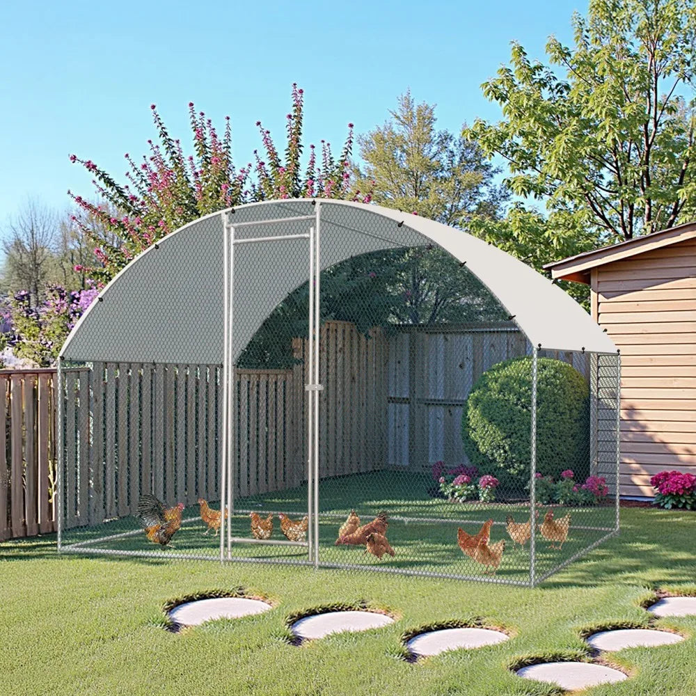 Metal Walk-In Chicken Coop Run Cage and Rabbit Hutch