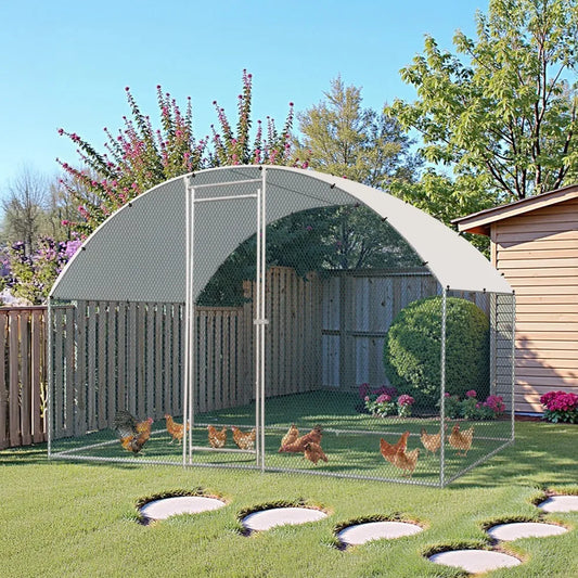 Metal Walk-In Chicken Coop Run Cage and Rabbit Hutch