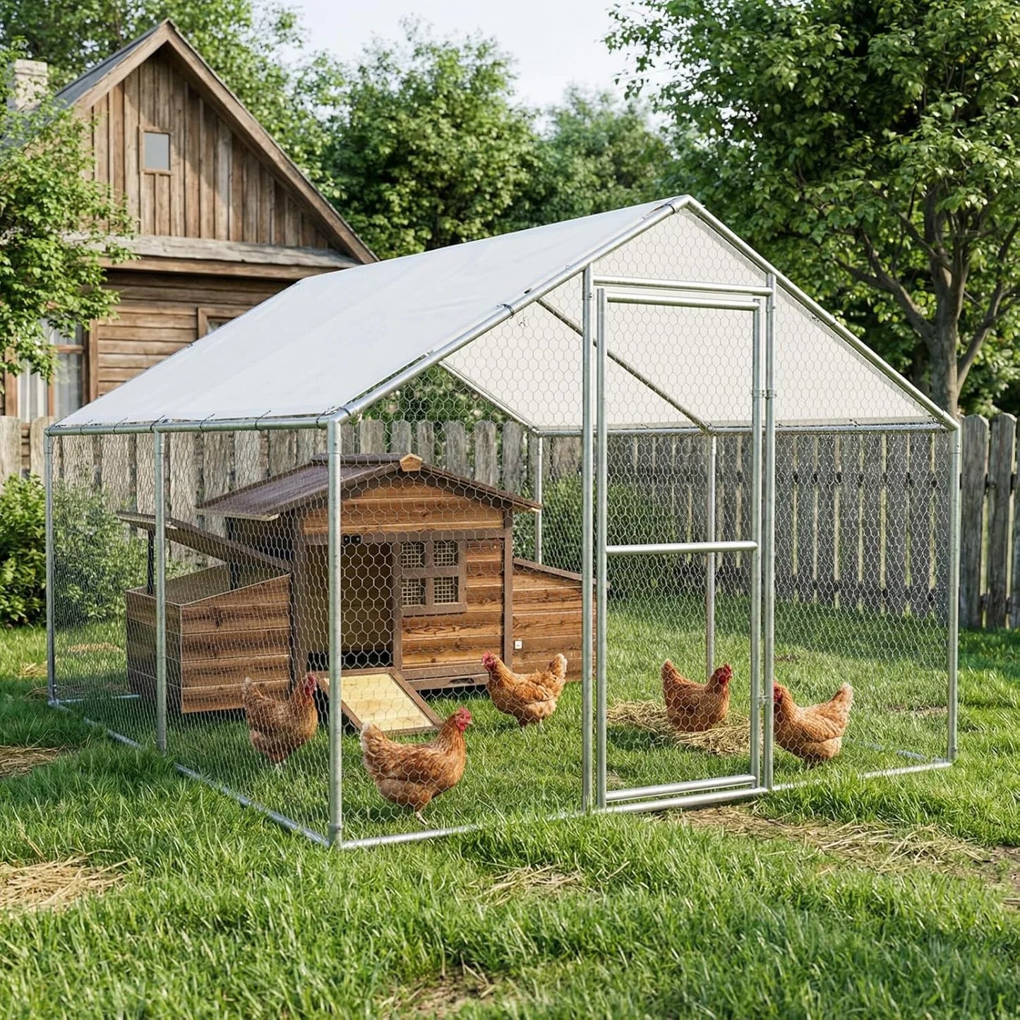 Outdoor Wooden Chicken Coop With 2 Nesting Boxes Hen House