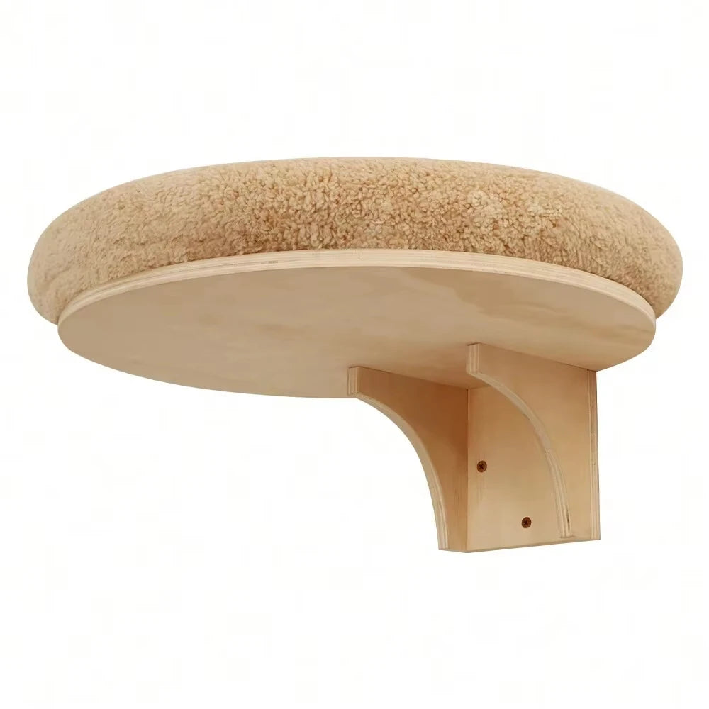 Solid Wooden Wall Mounted Cat Ladder And Hammock With Scratching Post