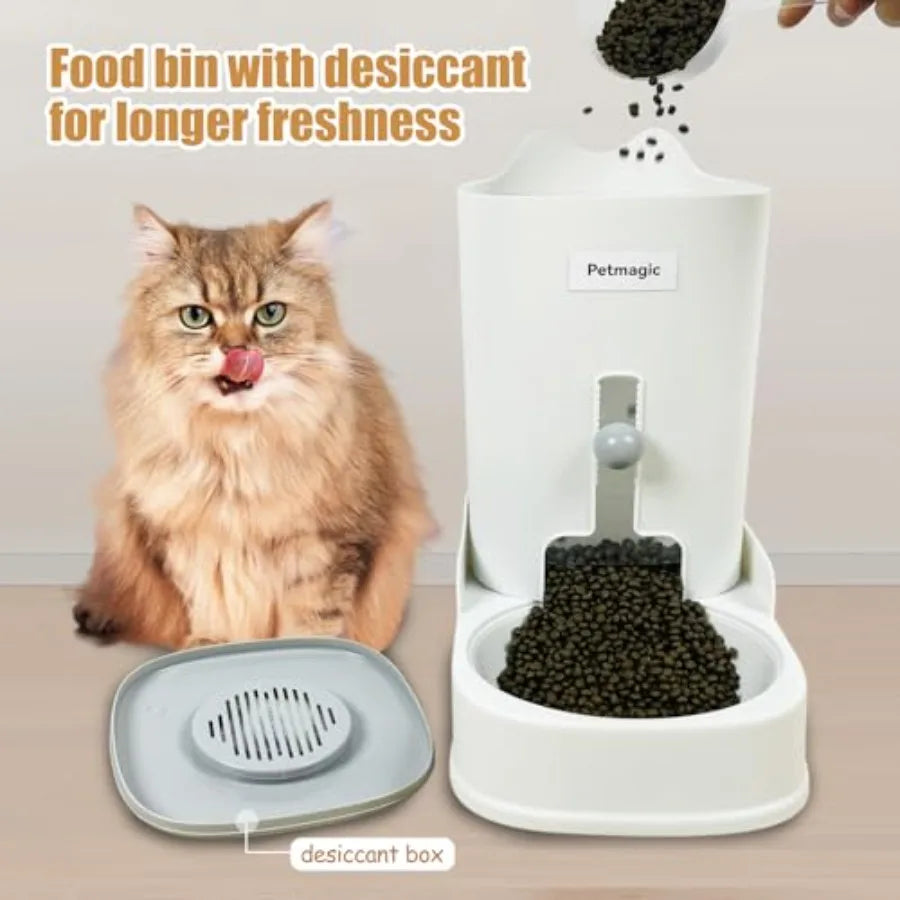 Gravity cat Feeder by is a 3.6L Large-Capacity cat Food and Water Bowl Set. This Two-piece Set is Suitable for pet Feeding, Inc