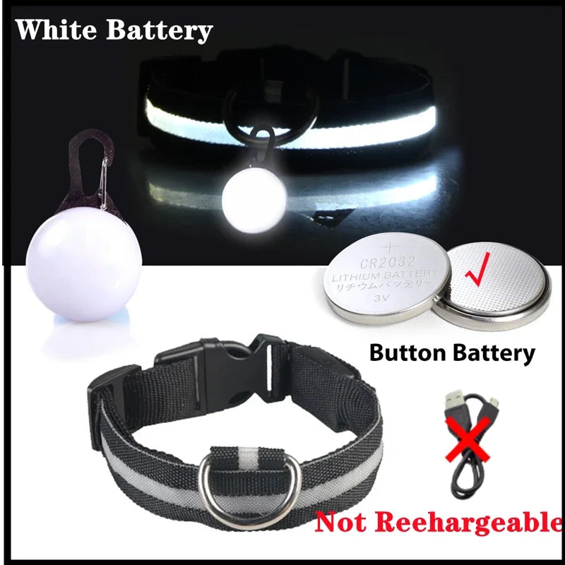 USB Charging Glowing Dog Collar With Pendant Detachable LED Light