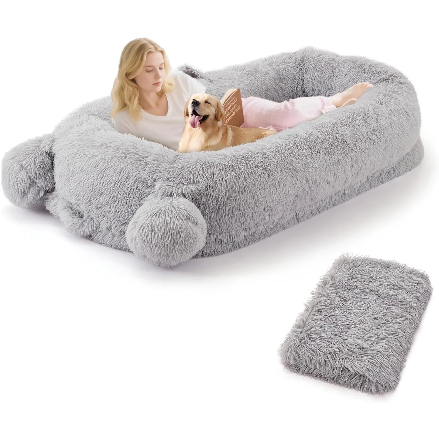 HiMISS Dog Bed With Removable Cover Blanket And Storage Pockets