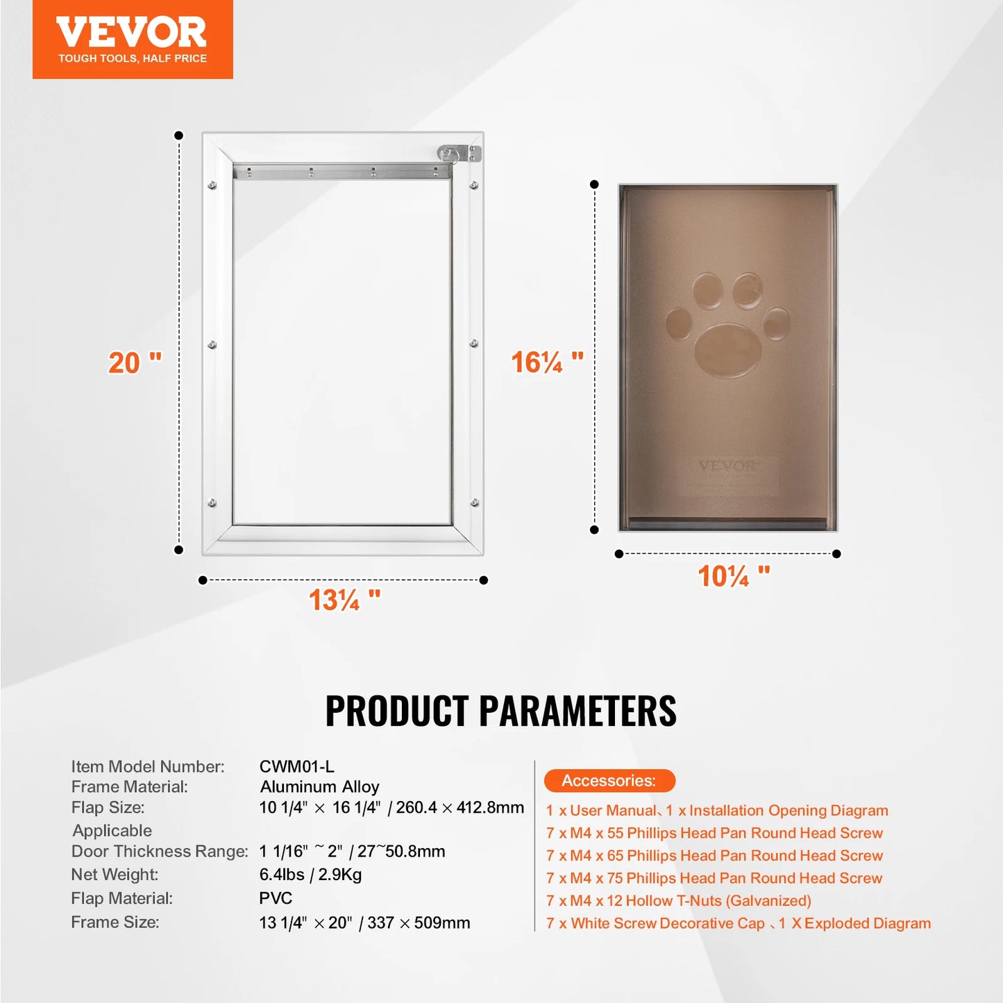SucceBuy Aluminum Pet Door With Lockable Flap Weatherproof