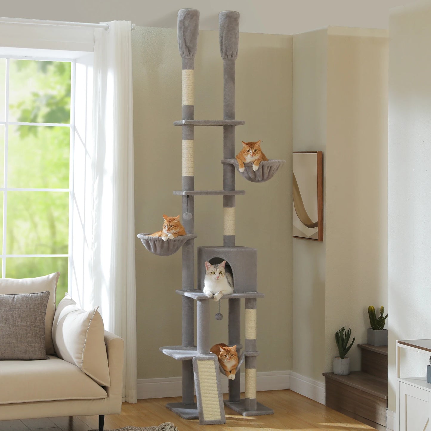 PAWZ Road Floor To Ceiling Cat Tree With Scratching Posts