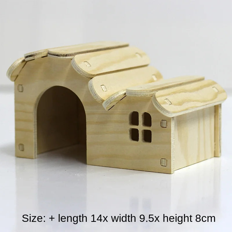 Wooden Hamster Toys Set With Cages Running Wheels Nests