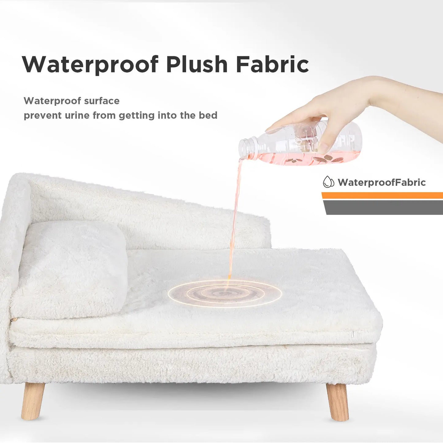 Elevated Solid Wood Pet Sofa Bed With Plush Cushion