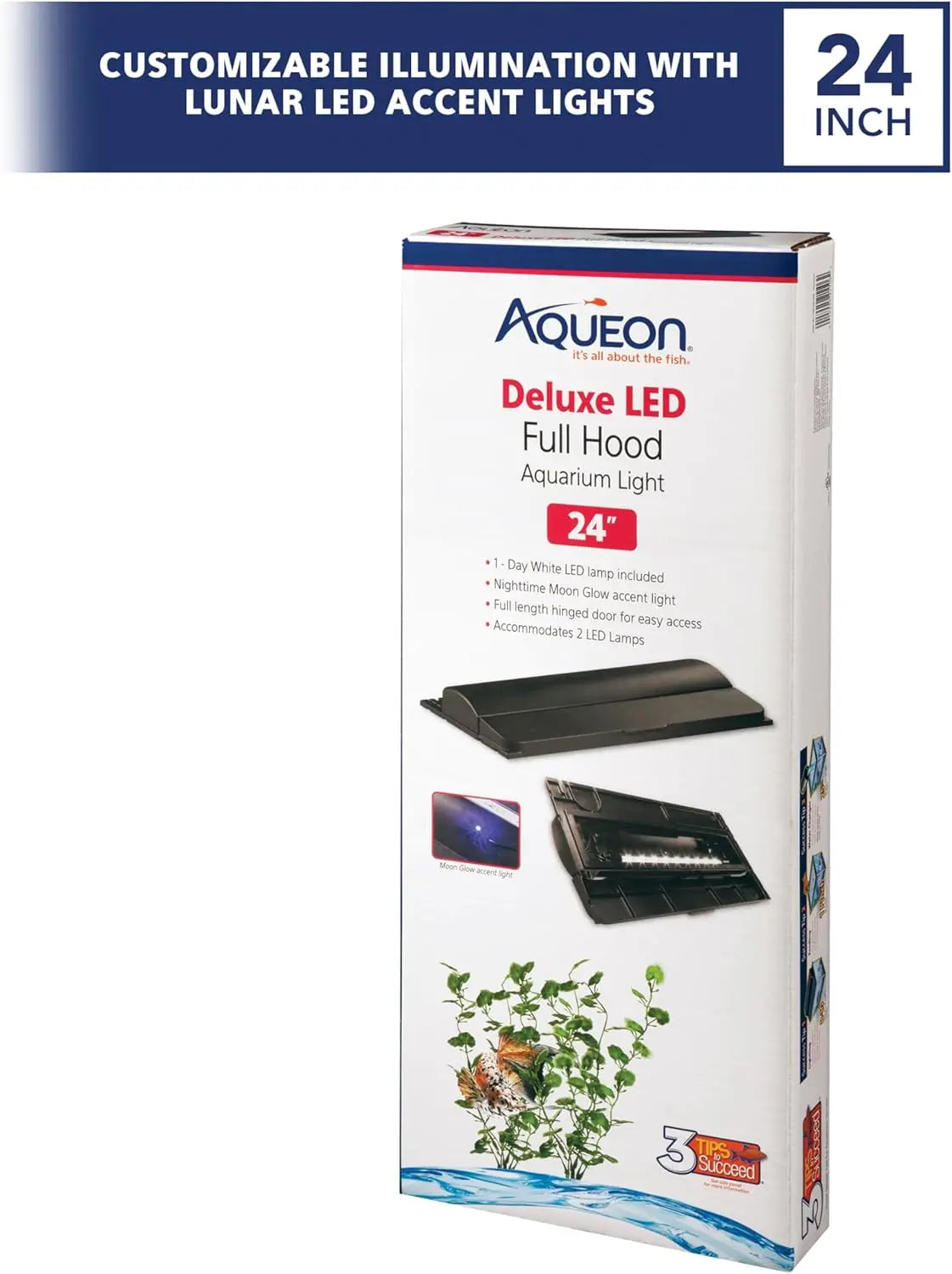 LED Aquarium Hood With Customizable Lighting And Feeding Door