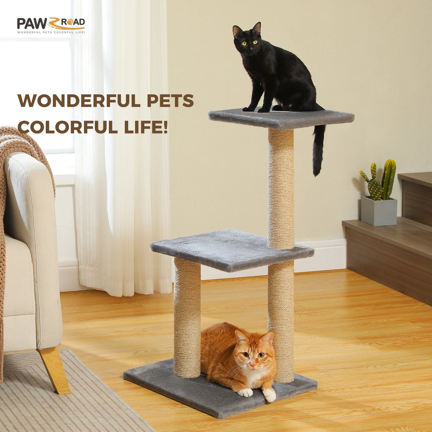 PAWZ Road Cat Tree Tower With Scratching Posts And Hammock